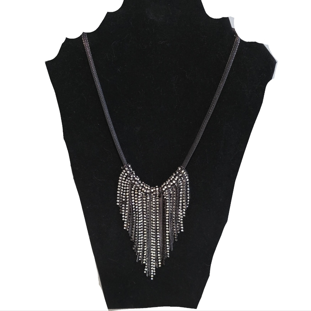 Vera Wang Gun Metal and Rhinestone Statement Necklace